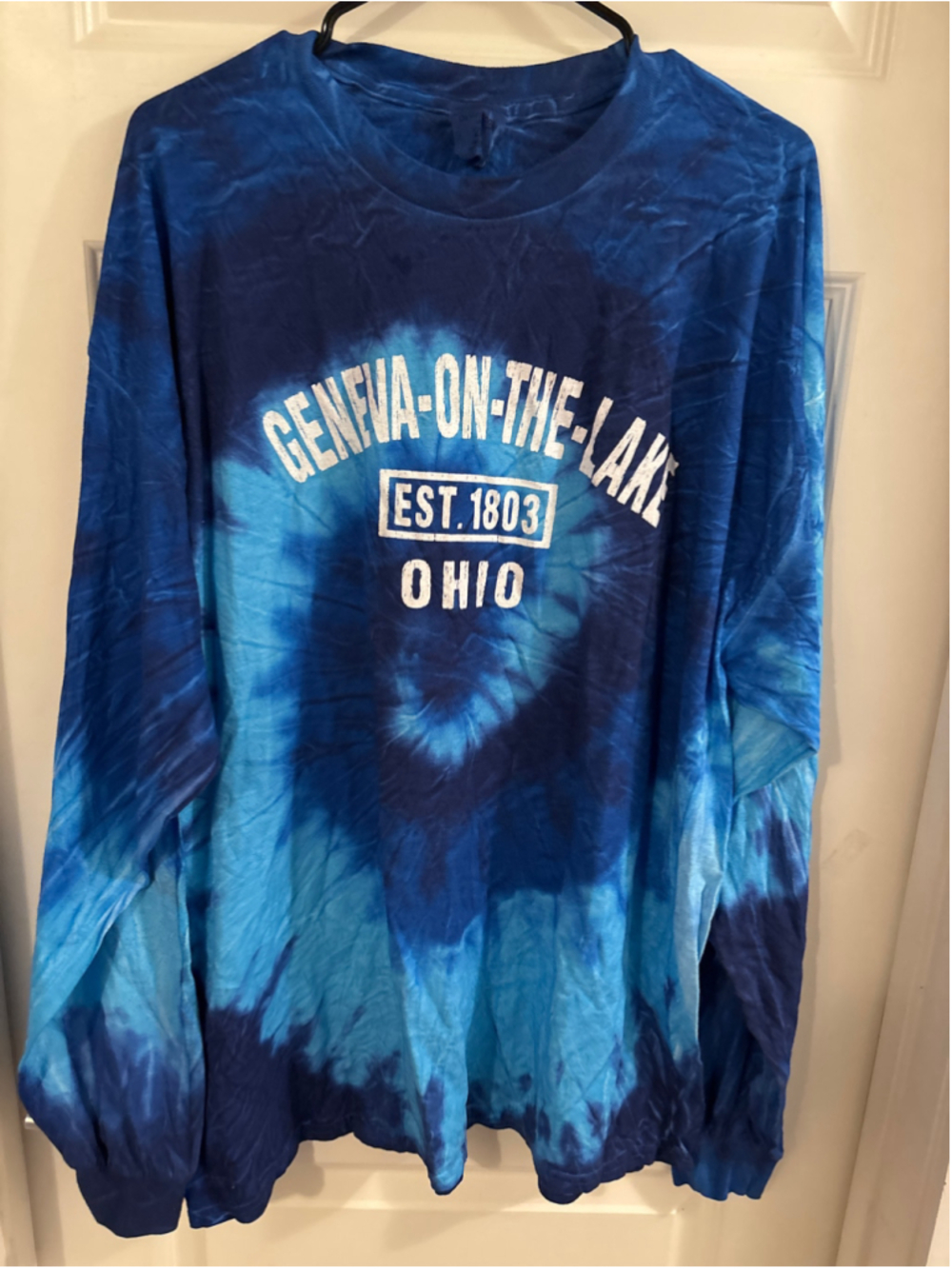 Unisex Destinations Geneva-on-the-Lake Tie-Dye Long Sleeve Tee 2XL Blue